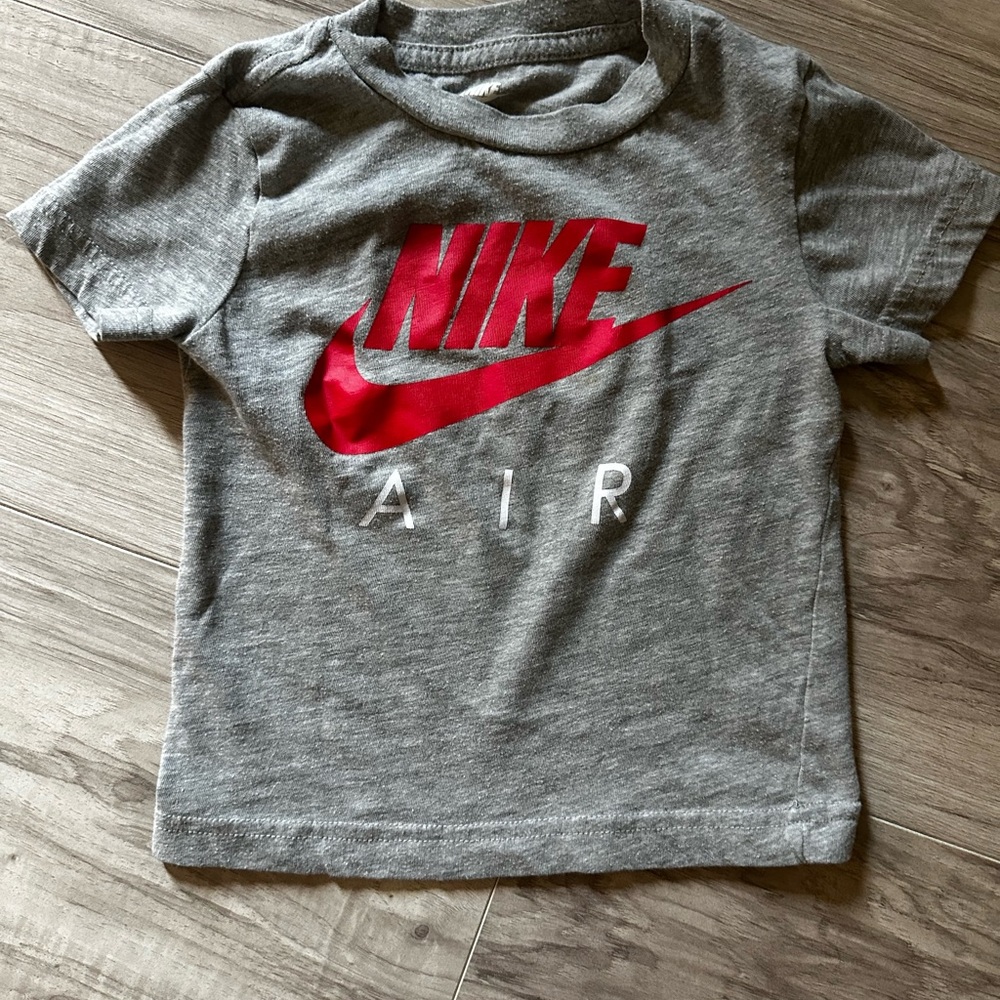 Nike Kids Gray Tee with Red and White Logo 2T